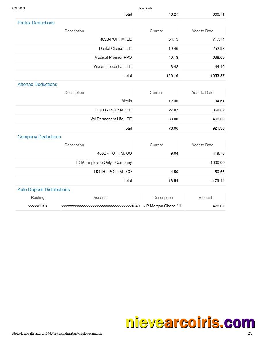 WELLSTAR HEALTH SYSTEM pay stub 2